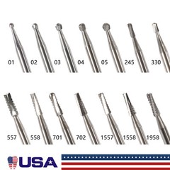 Dental Carbide Burs FG1/2/3/4/5/6/7/8 Round for High Speed Handpiece 10 -100Pcs