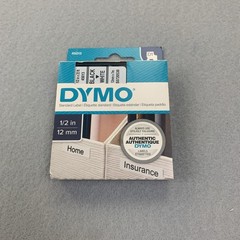 Dymo D1 45013 Standard Label Tape 1/2in 12mm Black On White 23ft 7m Belgium