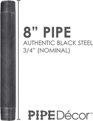 Multipack 3/4″ x 8″ Black Steel Pipes – Enhance Your Home with Industrial Style