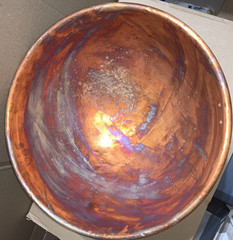 Heavy Solid Copper 18″ Bowl Kettle Rolled Edge Round Base Made In France Antique