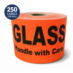 4×6 Glass Handle with Care Labels Red Shipping Pallet Stickers 2 RLS of 200 EA