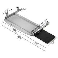 22″x27″ Steel Keyboard Tray Under Desk Drawer Sliding Pull Out w/360° Mouse Tray