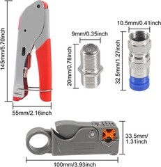 Coax Cable Crimper Tool Kit with 20pcs F Type RG59 RG6 Compression Connectors…
