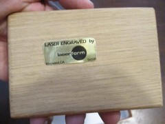 UNITED STATES MARINE CORPS OAK WOODEN BUSINESS CARD HOLDER LAZER ETCHED IOB