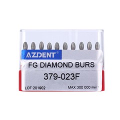 10Pcs/Box AZDENT Dental Diamond Burs FOOTBALL FINE RED Friction Grip 379-023F