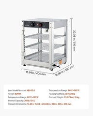 3-Tier Commercial Food Warmer Display, 800W Food Display Warmer with LED Ligh…