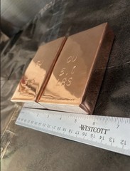 Copper Ingots Raw Material Copper 5.5 lbs and 5.1 lbs Total 10.6 lbs