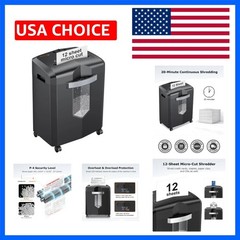 12-Sheet Micro Cut Shredders for Home Office, P-4 Security Level Paper Shredd…