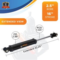 2.5×16 Hydraulic Cylinder 2.5″ Bore 16″ Stroke Double Acting Tie-Rod Cylinder