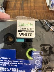 Labelife Brother P-Touch Laminated White Tape 12mm x 0.47″ 5 Pack New Sealed