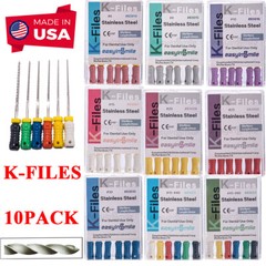 K-FILE Dental Endodontic Root Canal Hand Use K-Files 25mm Stainless Steel 10Pack