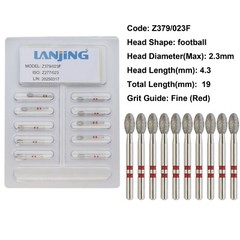 Dental Diamond Burs Z379/023F Football Zirconia Adjustment Fine Grit High Speed