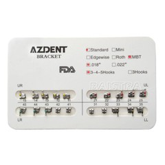 AZDENT Dental Orthodontic Bracket Braces Standard MBT Slot .022 Hooks on 3
