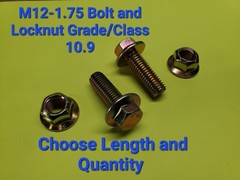 M12-1.75 x (CHOOSE LENGTH & QTY) Class 10.9 Flange Bolts & Lock Nuts Yellow Zinc