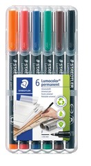 STAEDTLER Lumocolor Universal Pen Fine Felt Tip Permanent Marker Box of 6 Ass…