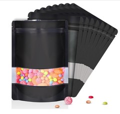 100xMylar Foil Food Storage Stand Up Zip Seal Pouch Smell Proof Bags with Window