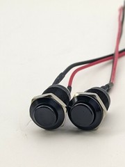 12 MM Push Button High Head Black Momentary Switch with 6 inches 2 wires 5-24 V