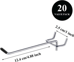 6 Inch 20 Pack Pegboard Hooks Sturdy Shelving Fit 1Mm/0.04Inch Thick Peg Board f