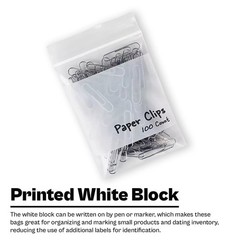 1000 Clear Reclosable Plastic Top Zip Lock Bags With White Block 10″ x 12″-2 Mil