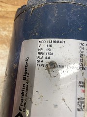 Franklin Electric 1/3 HP Motor 115, 1725 RPM, M#4131405401