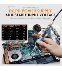 FNIRSI Soldering Iron Kit, DC/PD(96W/65W) Mini Digital Soldering Iron, 180-78