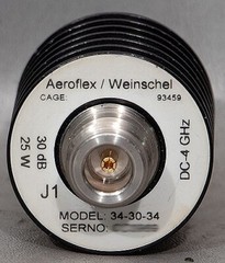 Aeroflex/API/Weinschel 34-30-34 30 dB 25 W DC-4 GHz RF Type-N Attenuator WA34