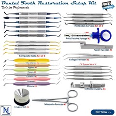 Tooth Restorative Composite Placing Resin Sculp Carvers Pluggers Mixing Spatulas
