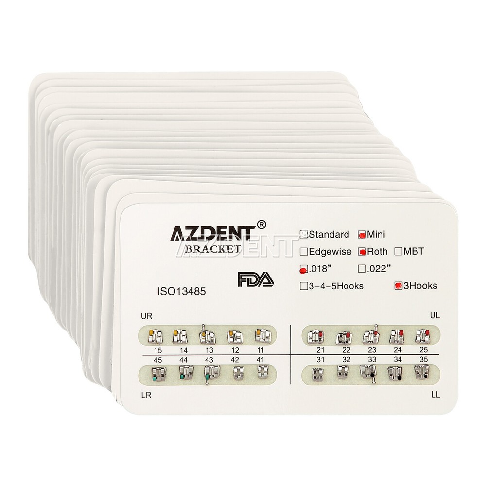 AZDENT Dental Orthodontic Brackets Brace Mini Standard Edgewise Roth MBT 018 022