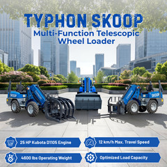 TYPHON SKOOP Telescopic Wheel Loader Kubota D1105 25HP Diesel w 3 Attachments