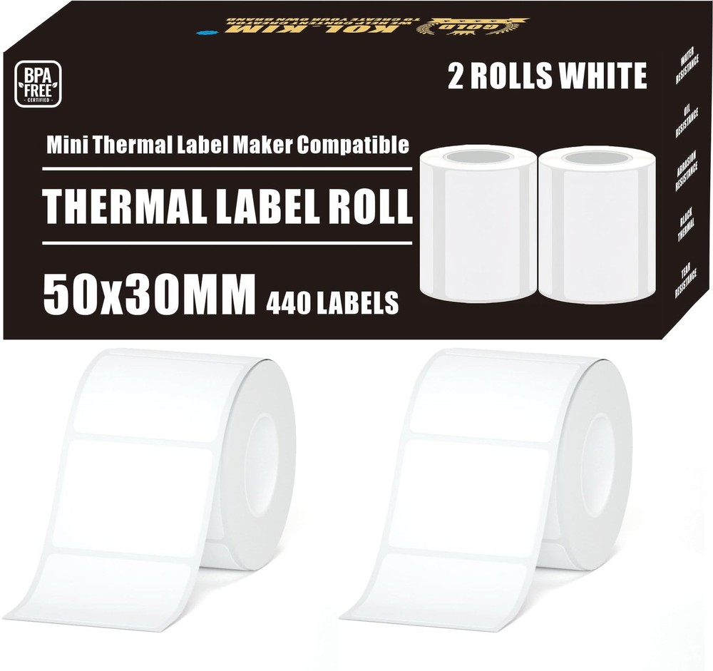 M110 Thermal Labels, 2 Rolls 2″x1.18″ 50*30mm, 50x30mm White 2