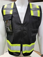 Two Tone High Visibility Reflective BLACK Safety Vest (X-Small-5XL)