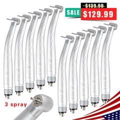 10 Yabangbang Dental Turbine 3 Triple Water Spray 4 Holes High Speed Handpiece