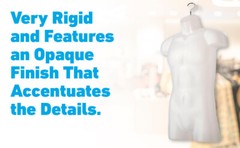 3 Clothing Displays Torso Forms Fits S – L Hanging Male Mannequin Frosted Hollow