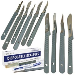 New Disposable Scalpel Blades With Plastic Handle ( Box of 10 ) Sterile Surgical