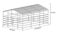 13x20ft Galvanized Livestock Shelter Metal Cattle Shed Steel Barn Horse Goat