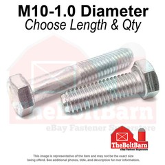 M10-1.0 Class 10.9 Extra Fine Hex Cap Screws Zinc Clear (Choose Length & Qty)