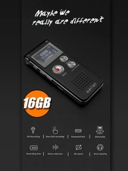 Compact 16GB Digital Voice Recorder with Noise Cancellation & 30 Hours Playback