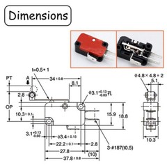 V-156-1C25 Limit Micro Switch Long Straight Hinge Roller Momentary SPDT 10-50PCS