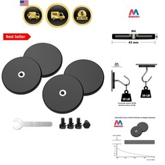4 Pieces Strong Rubber Coated Mounting Magnets Anti-Scratch, 30 LBS of Adhesi…