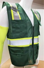 Two Tone High Visibility Reflective Hunter Green Safety Vest (X-Small-5XL)