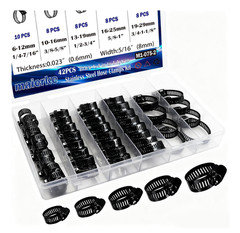 42PCS Black Stainless Steel Hose Clamps Assortment Kit,Metal Adjustable 1/4”–