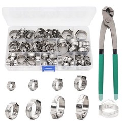 Single Ear Hose Clamps, Oetiker Clamps, 92Pcs(6.0mm-22.6mm) Crimp Pipe Clamps
