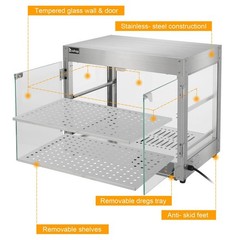 2 Tier Electric 800W Food Warmer Display Case Commercial Food Pizza Showcase New