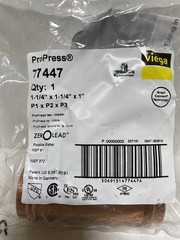 Lot Of (3) Viega 77447 ProPress 1-1/4 in. x 1-1/4 in. x 1 in. Press Copper Tee