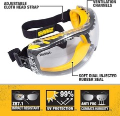 Dewalt DPG82 Concealer – Gafas de seguridad antivaho de doble molde – 1 par