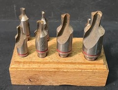 DoALL D-405 HSS Counter Drill Set 8 Pc Countersink Tools w Box & Wood Holder