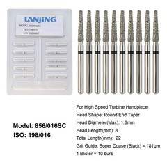 Dental Diamond Burs FG Round End Taper Bur Super Coarse Fine High Speed 856 850