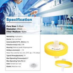 10-100pcs Nylon NY Membrane Syringe Filter 0.45μm 25mm Hydrophilic PP Prefilter
