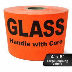 4×6 Glass Handle with Care Labels Red Shipping Pallet Stickers 2 RLS of 200 EA