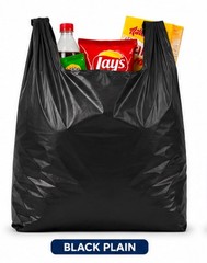 1/8 Black Shopping Bags, T-Shirt Bags with Handles 1box